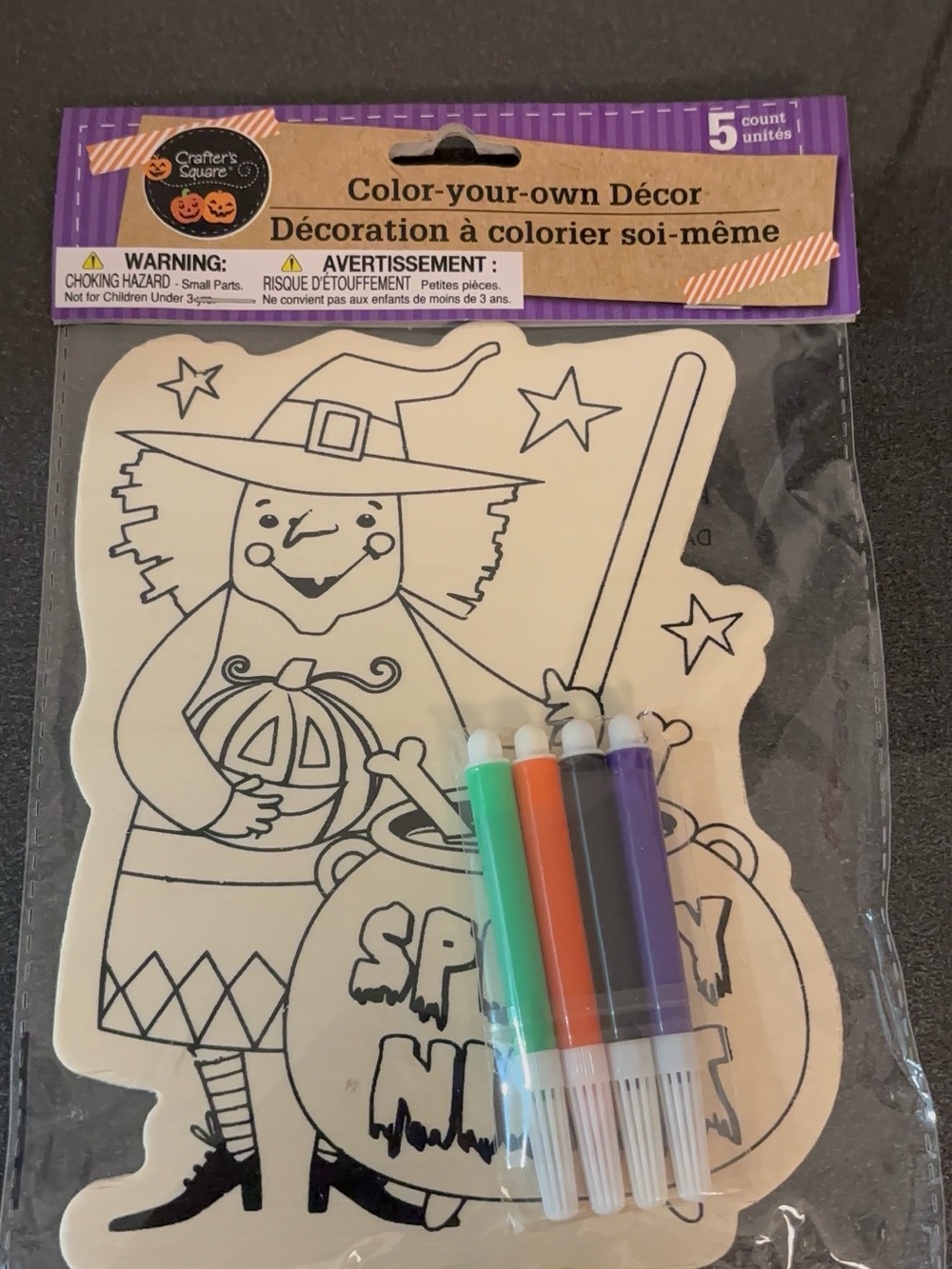 Color-Your-Own Halloween Décor Set – Black & Natural with Markers